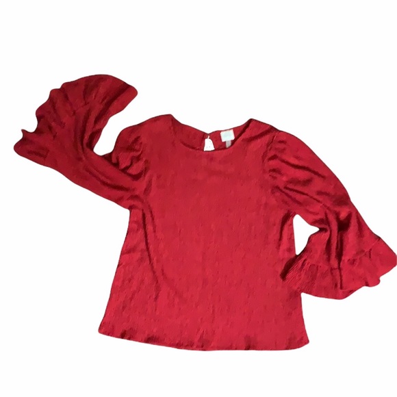 Cupio crepe fluff flare 3/4 sleeve top with keyhole back - Picture 11 of 12